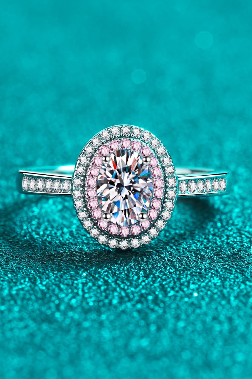 1 Carat Moissanite 925 Sterling Silver Halo Ring.