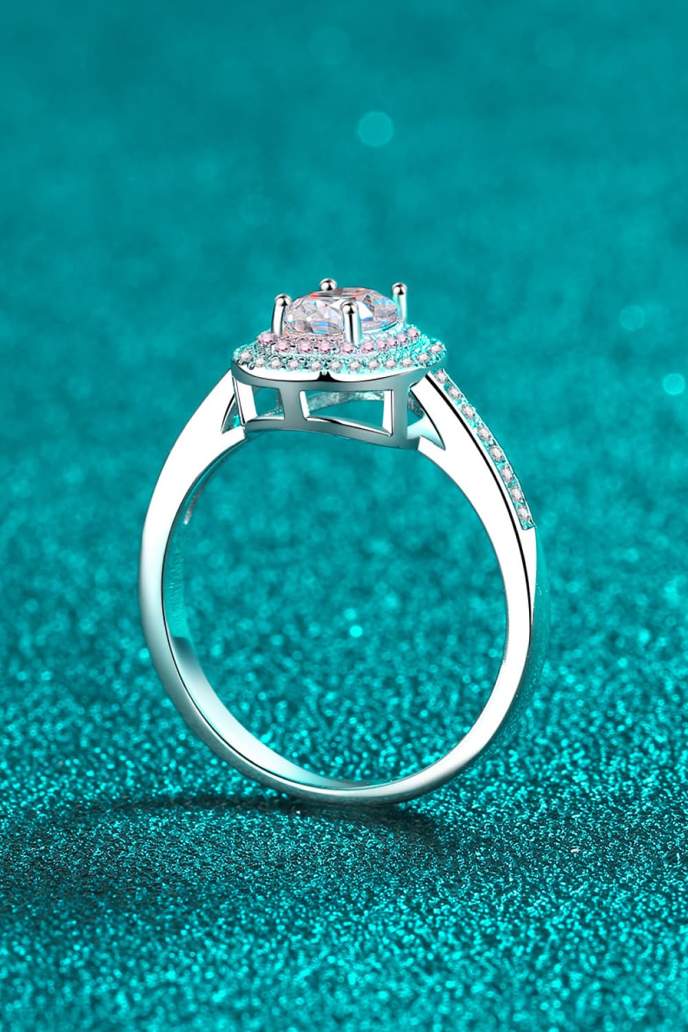 1 Carat Moissanite 925 Sterling Silver Halo Ring.